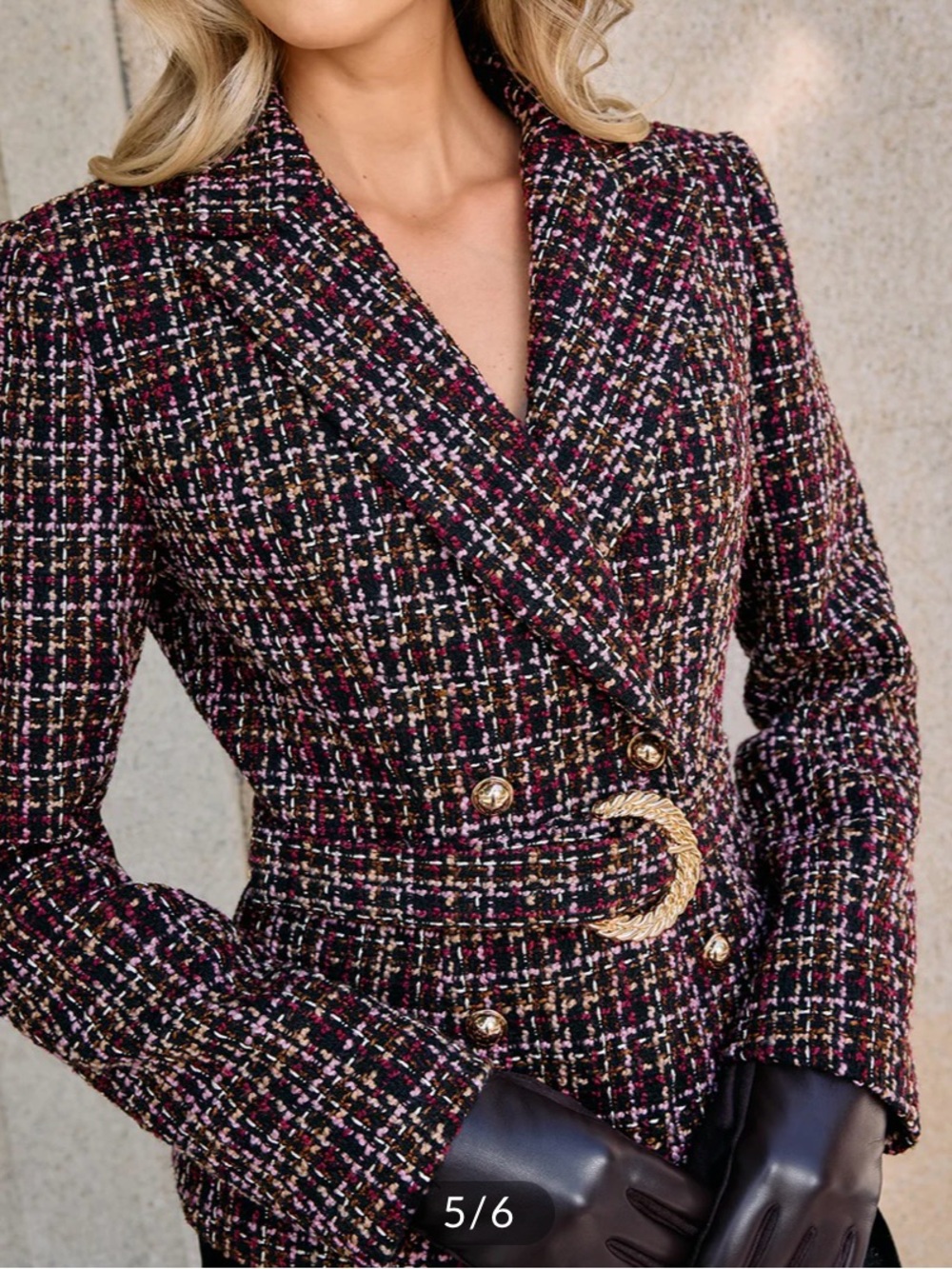 NWT 🥀 Commense Tweed Belted Double Breasted Jacket - Picture 2 of 15